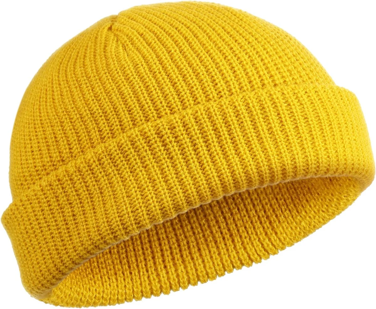 Satinior, bonnet de marin côtelé unisexe jaune