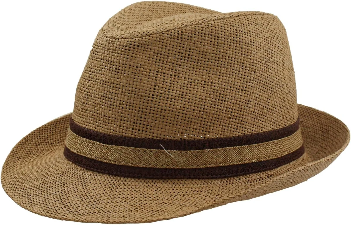 Carnavalife, chapeau de paille court type fedora pour adulte
