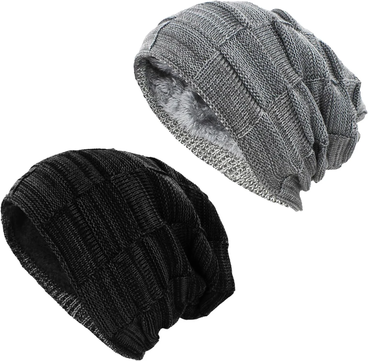 EUPSIIU, lot de 2 bonnets en tricot avec revers